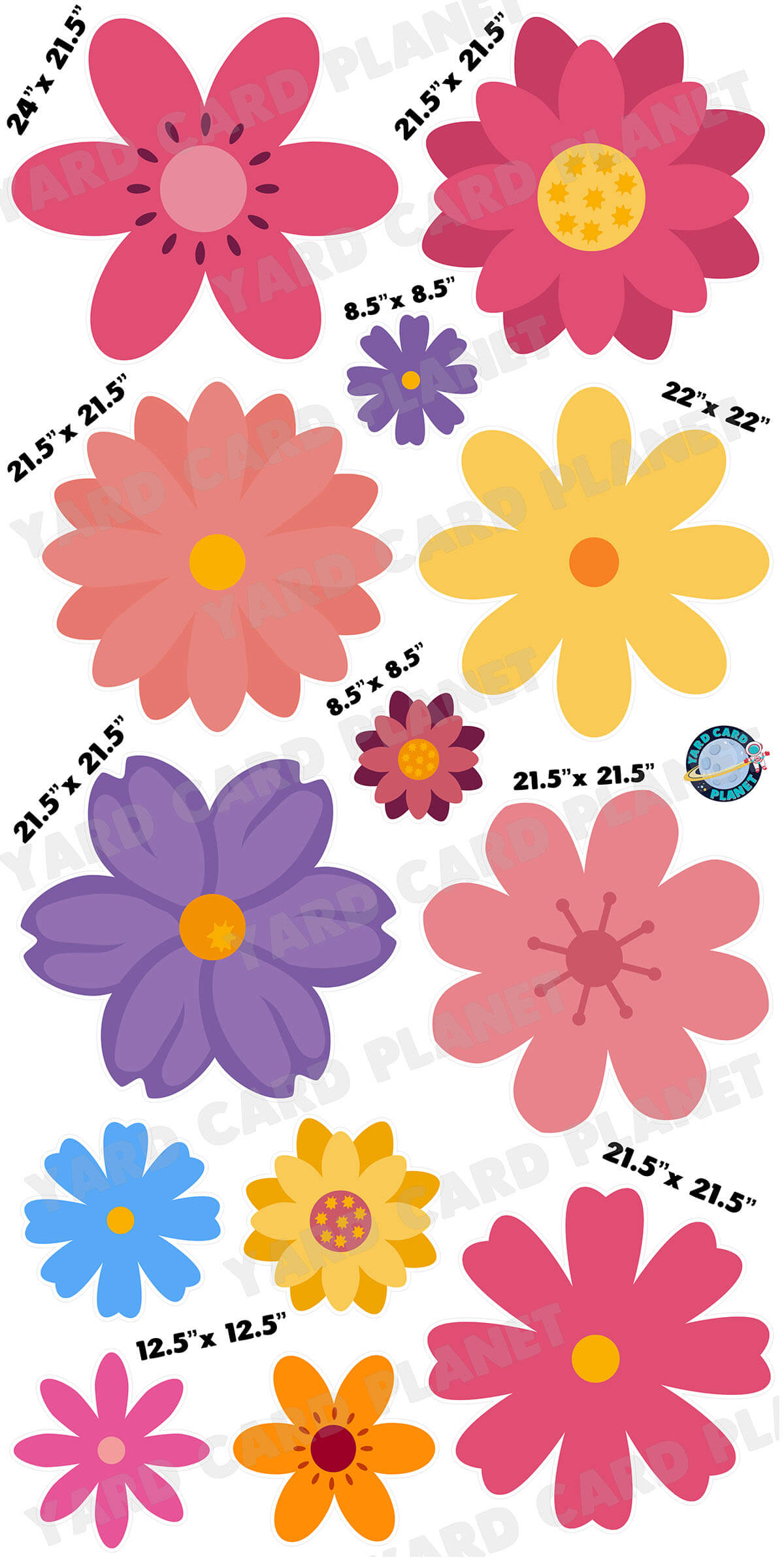 Large Spring Flowers Yard Card Flair Set