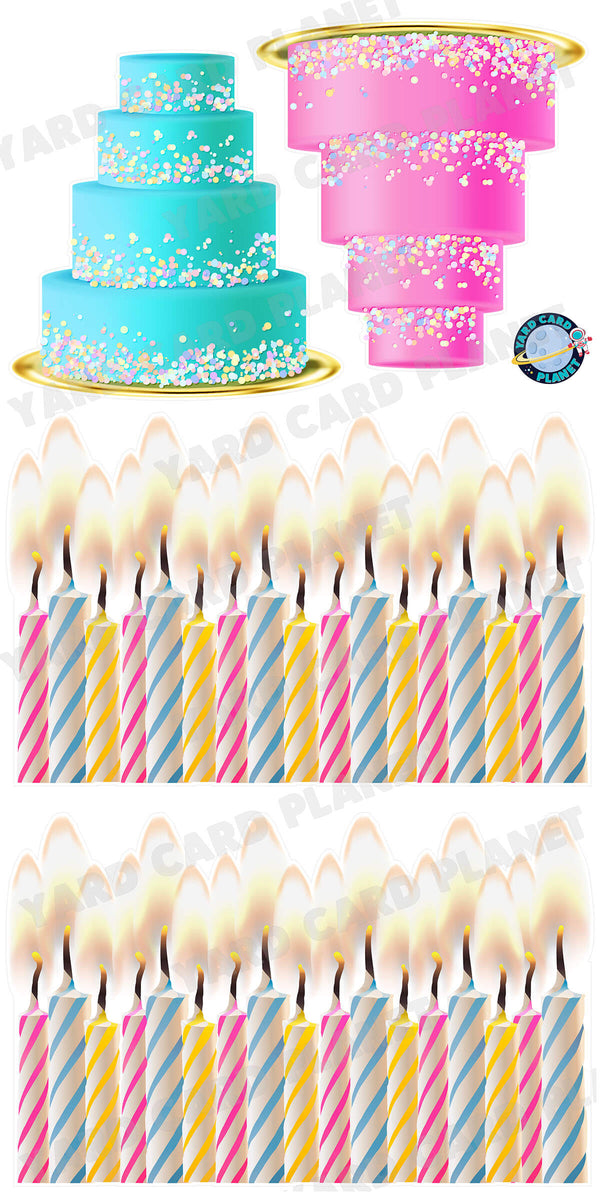 Birthday Candles EZ Panels and Borders and Oversized Cakes Yard Card Set