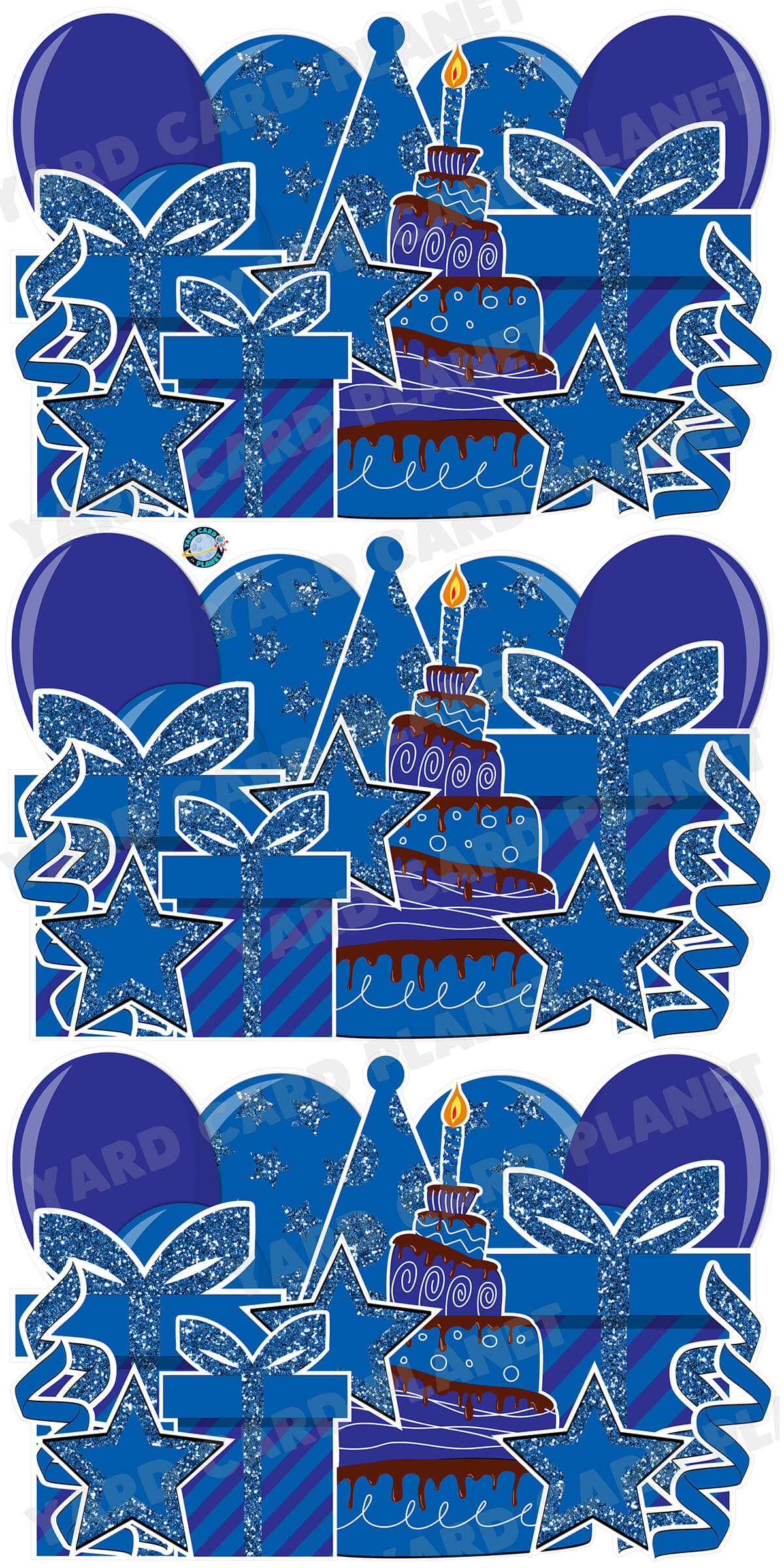 Blue Glitter Birthday Essentials EZ Panels Yard Card Set