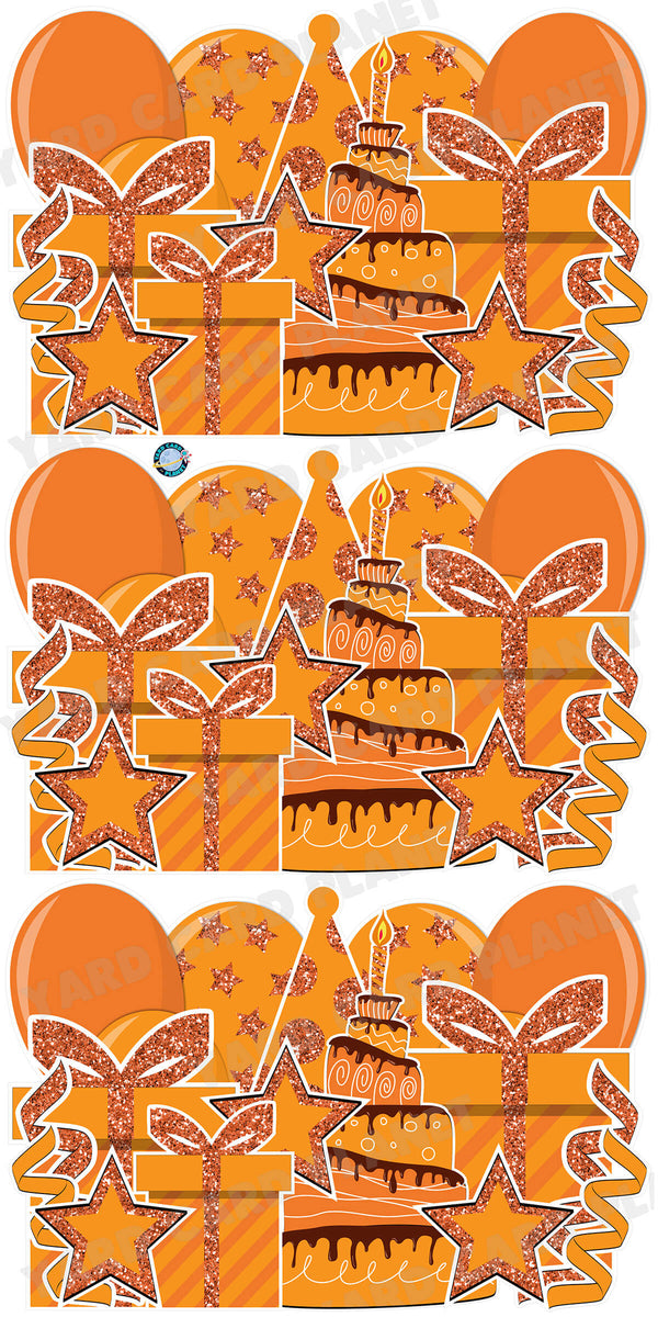 Orange Glitter Birthday Essentials EZ Panels Yard Card Set