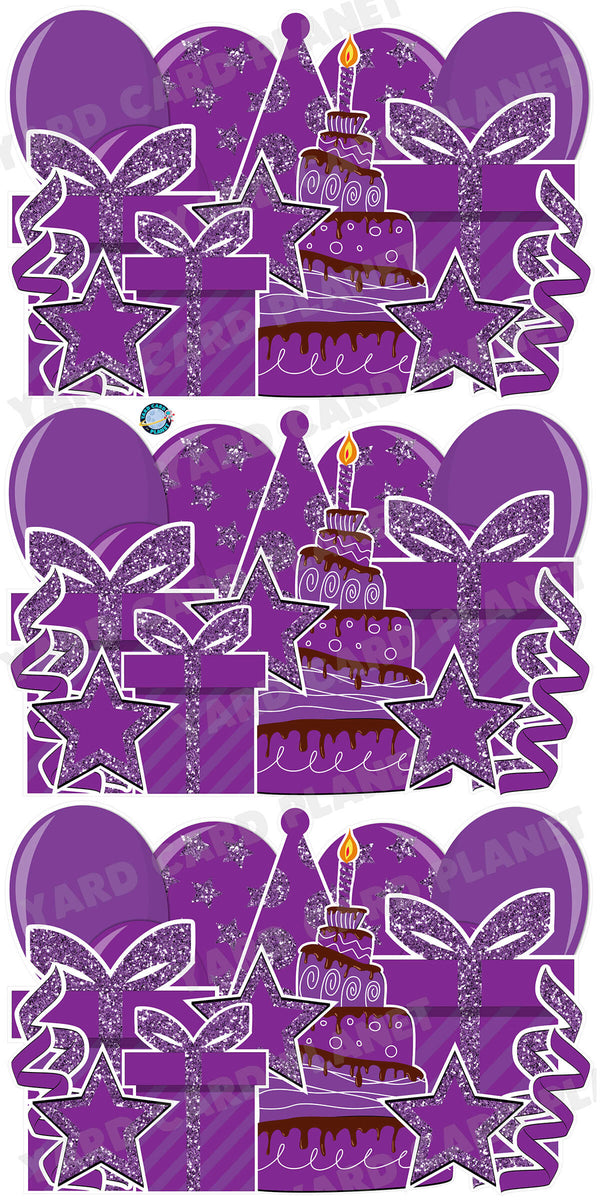Purple Glitter Birthday Essentials EZ Panels Yard Card Set