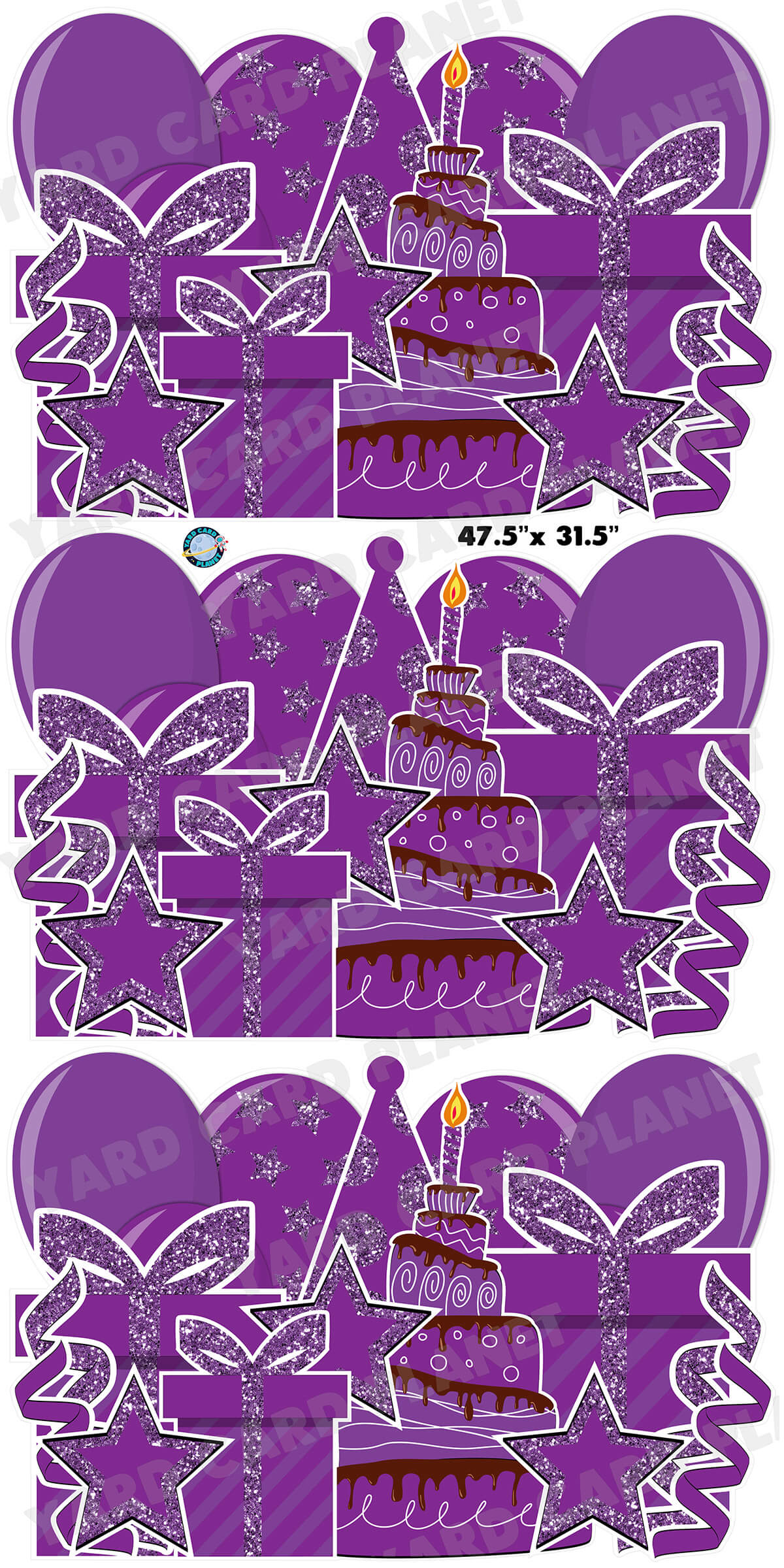 with Measurements Purple Glitter Birthday Essentials EZ Panels Yard Card Set