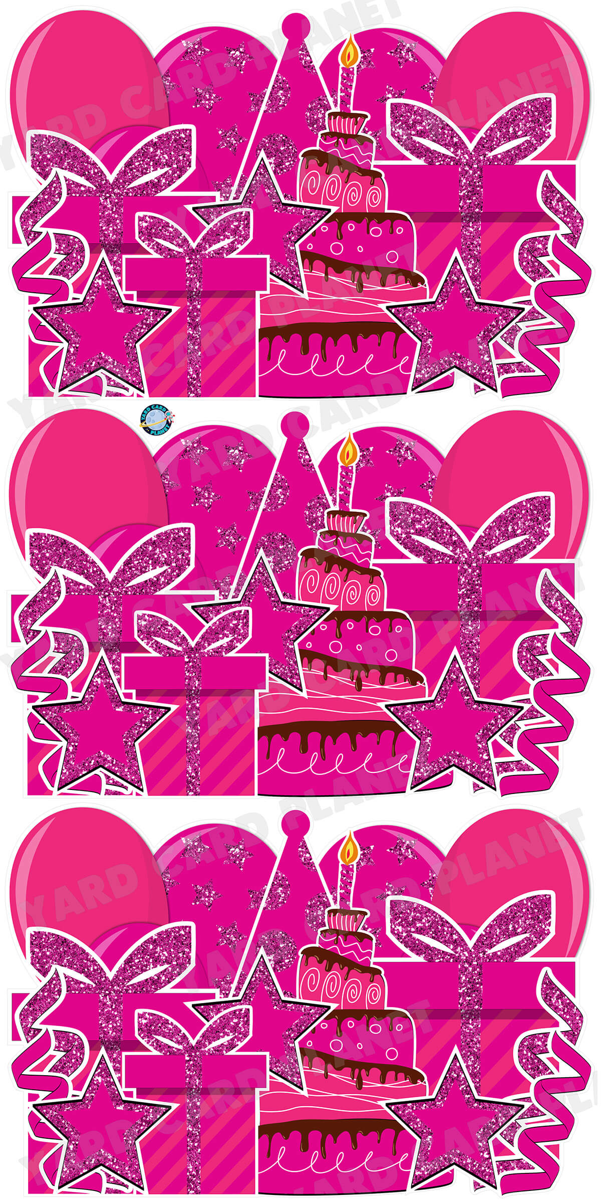 Hot Pink Glitter Birthday Essentials EZ Panels Yard Card Set