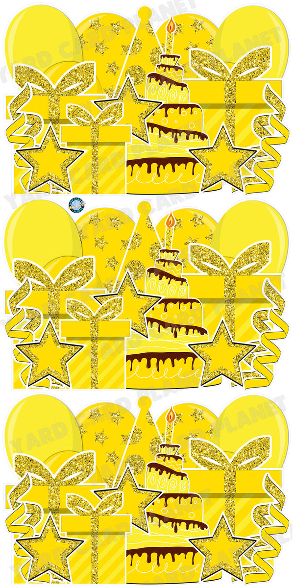 Yellow Glitter Birthday Essentials EZ Panels Yard Card Set