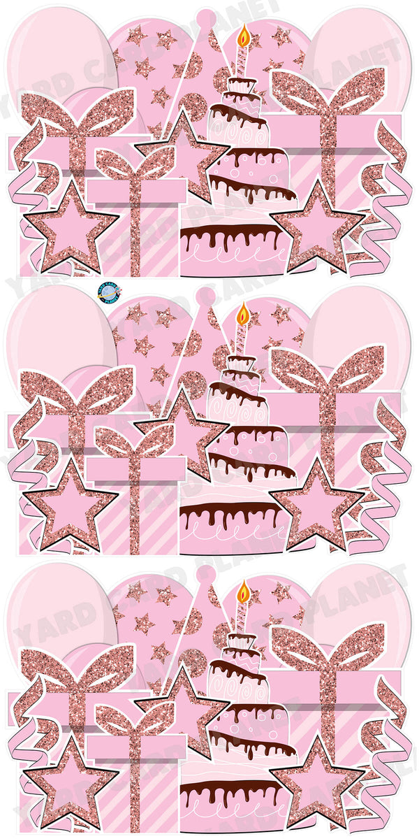 Light Pink Glitter Birthday Essentials EZ Panels Yard Card Set