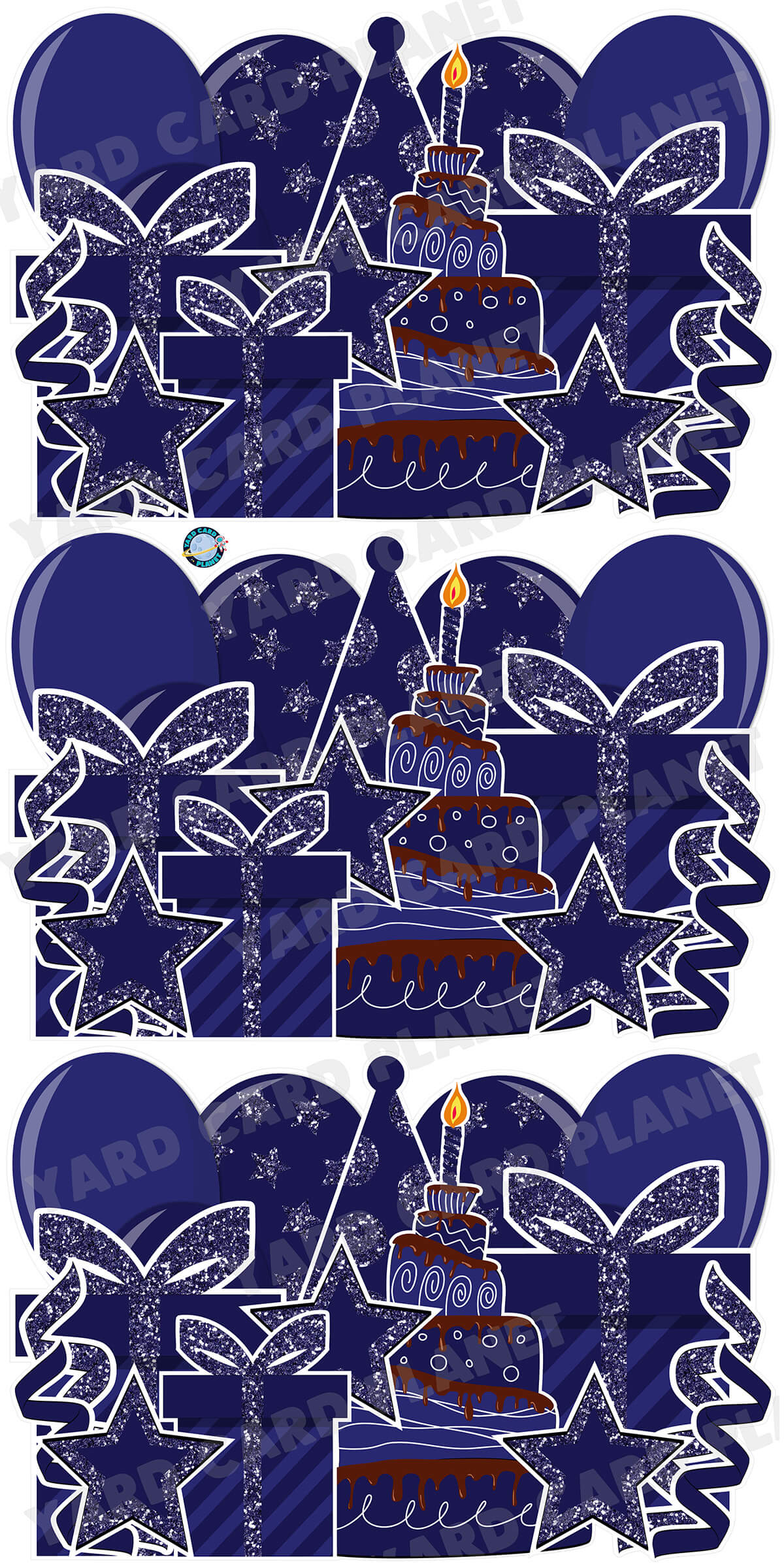 Navy Blue Glitter Birthday Essentials EZ Panels Yard Card Set