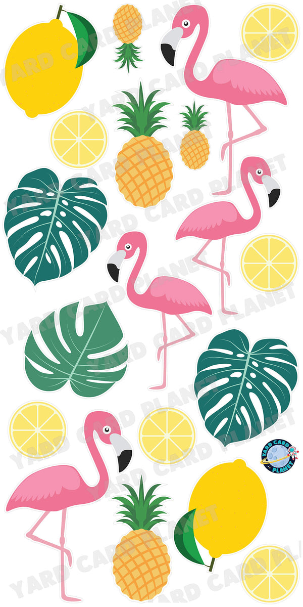 Tropical Flamingos Yard Card Flair Set