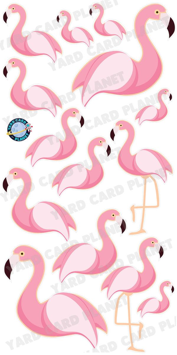 Flock of Flamingos Yard Card Flair Set