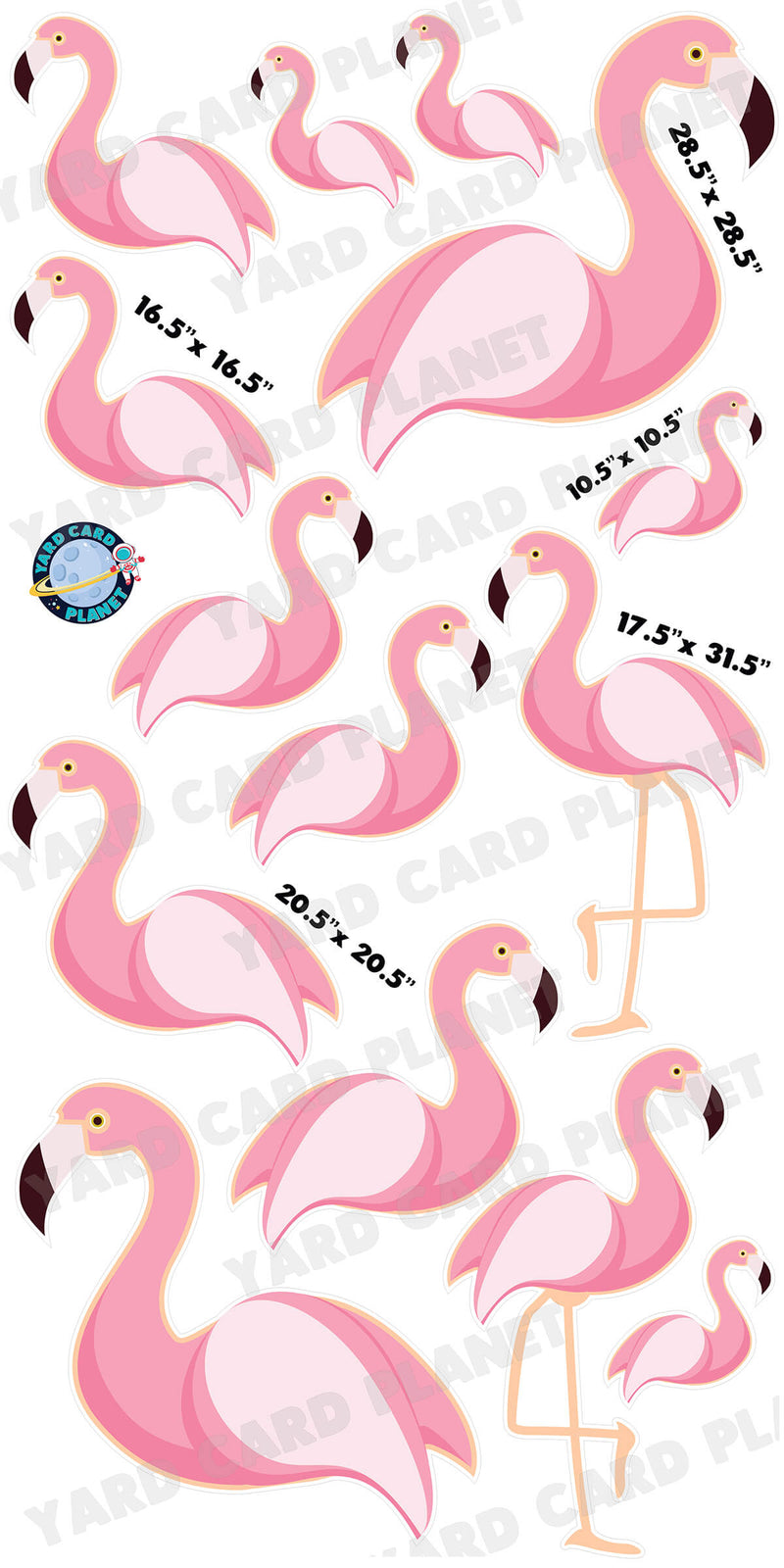 Flock of Flamingos Yard Card Flair Set with Measurements