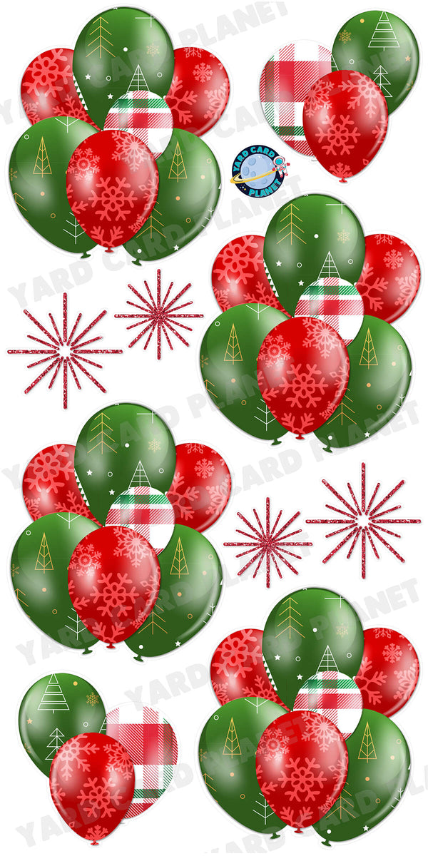 Christmas Pattern Balloon Bouquets and Starbursts Yard Card Set