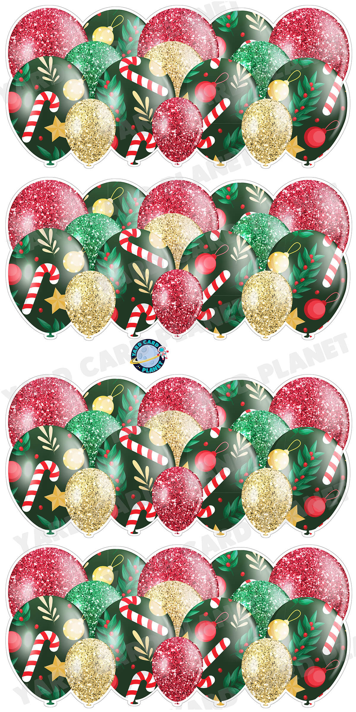 Glitter Christmas Pattern Balloon Panels Yard Card Set