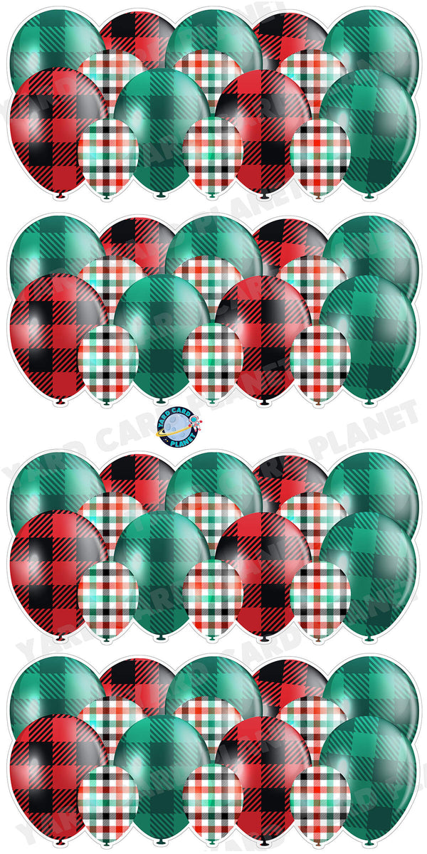 Christmas Gingham Pattern Balloon Panels Yard Card Set