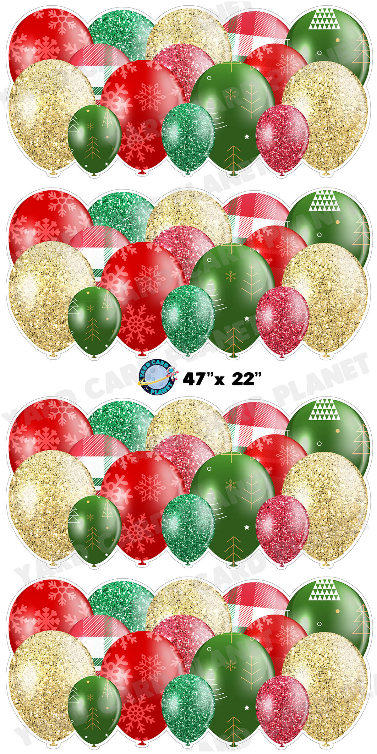 Christmas Pattern Balloon Panels Yard Card Set with Measurements