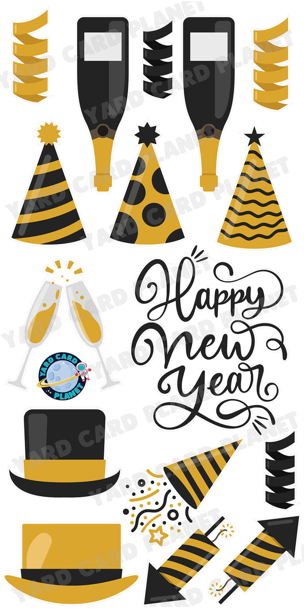 Happy New Year Script Sign and Yard Card Flair Set