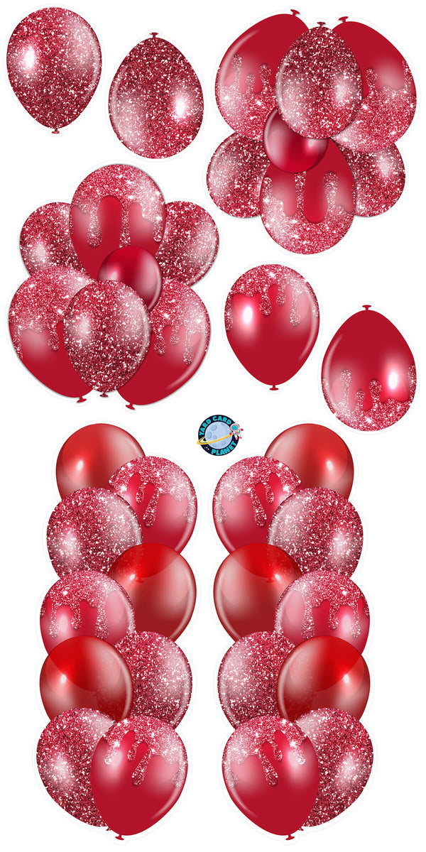 Maroon Glitter Balloon Towers, Bouquets and Singles Yard Card Set
