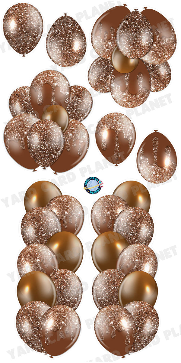 Brown Glitter Balloon Towers, Bouquets and Singles Yard Card Set
