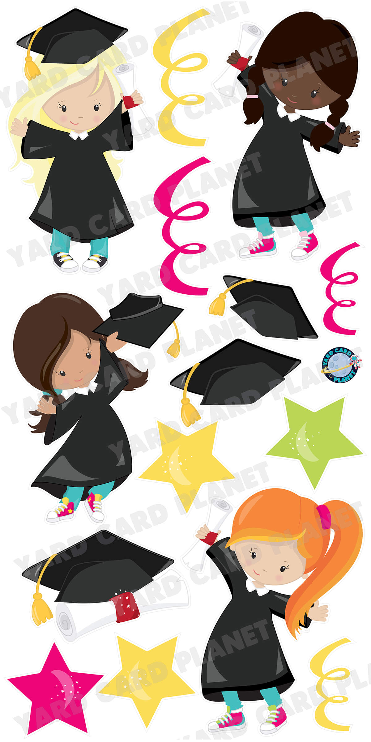 Little Girls Graduation Yard Card Flair Set