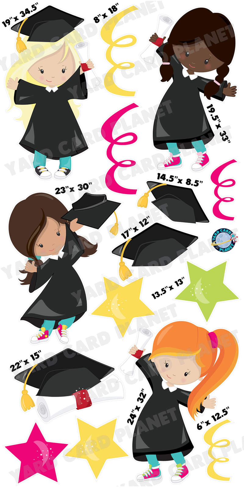 Little Girls Graduation Yard Card Flair Set