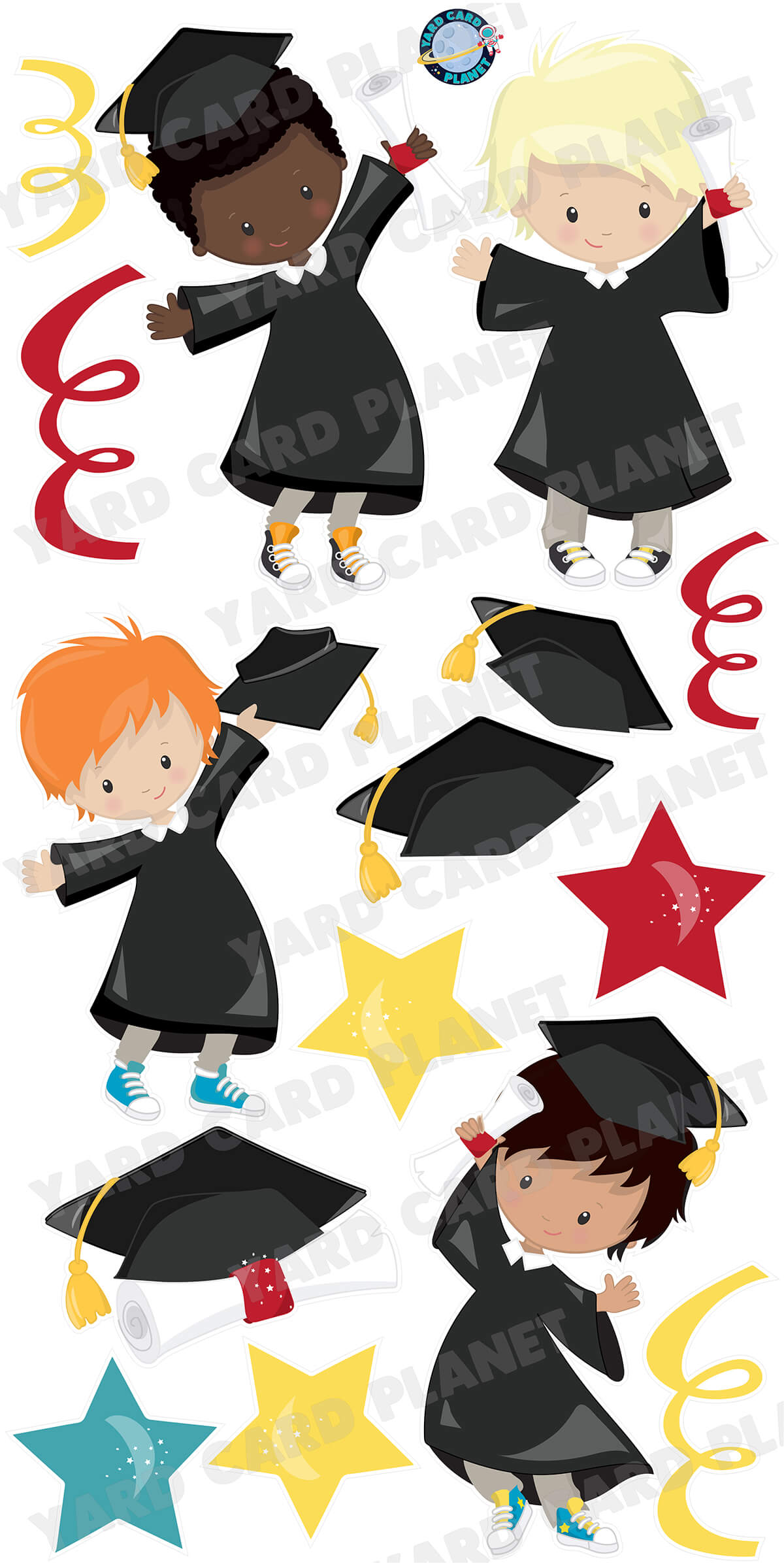 Little Boys Graduation Yard Card Flair Set