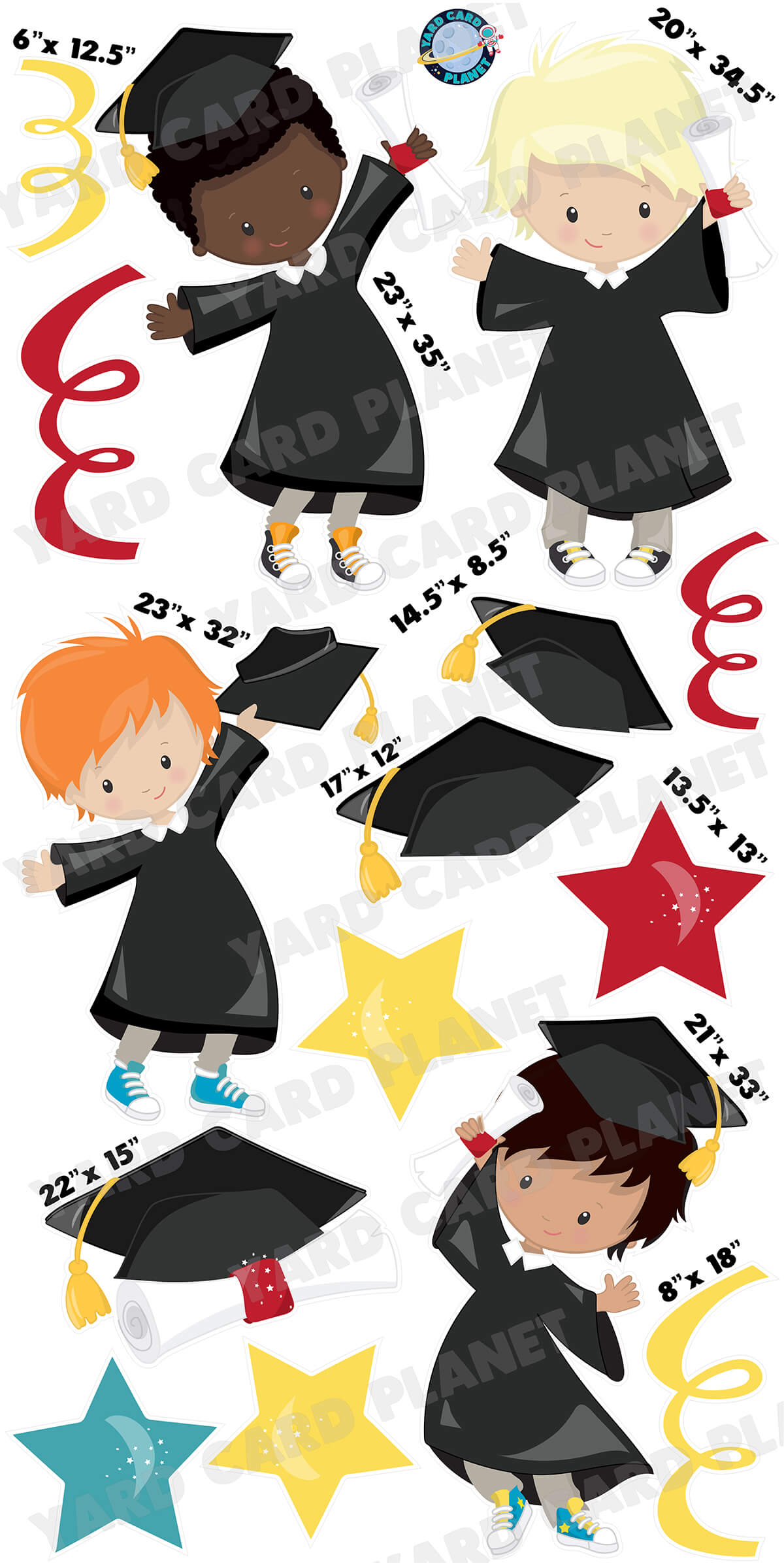 Little Boys Graduation Yard Card Flair Set